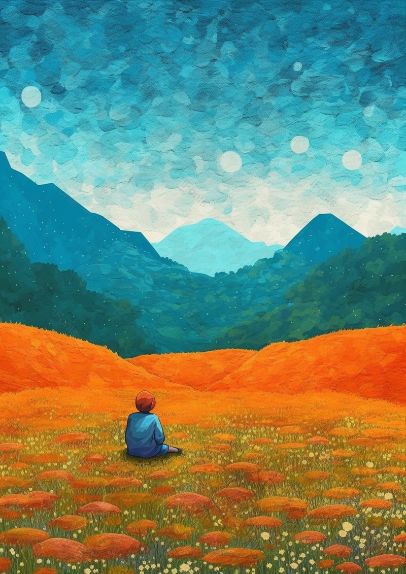 夏日仰望星空的小孩插画背景,插画/手绘图,插画/手绘图库,插画/手绘图下载,插画/手绘